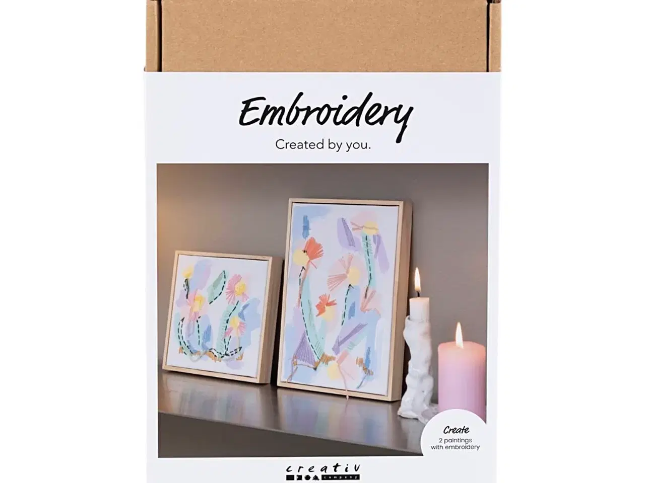 Billede 1 - DIY Kit Broderi, Billeder, pastelfarver, 1 pk.