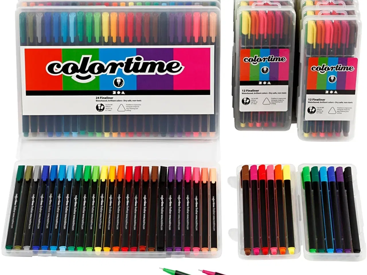 Billede 1 - Colortime Fineliner Tusch, streg 0,6-0,7 mm, ass. farver, 18pk./ 1 pk.