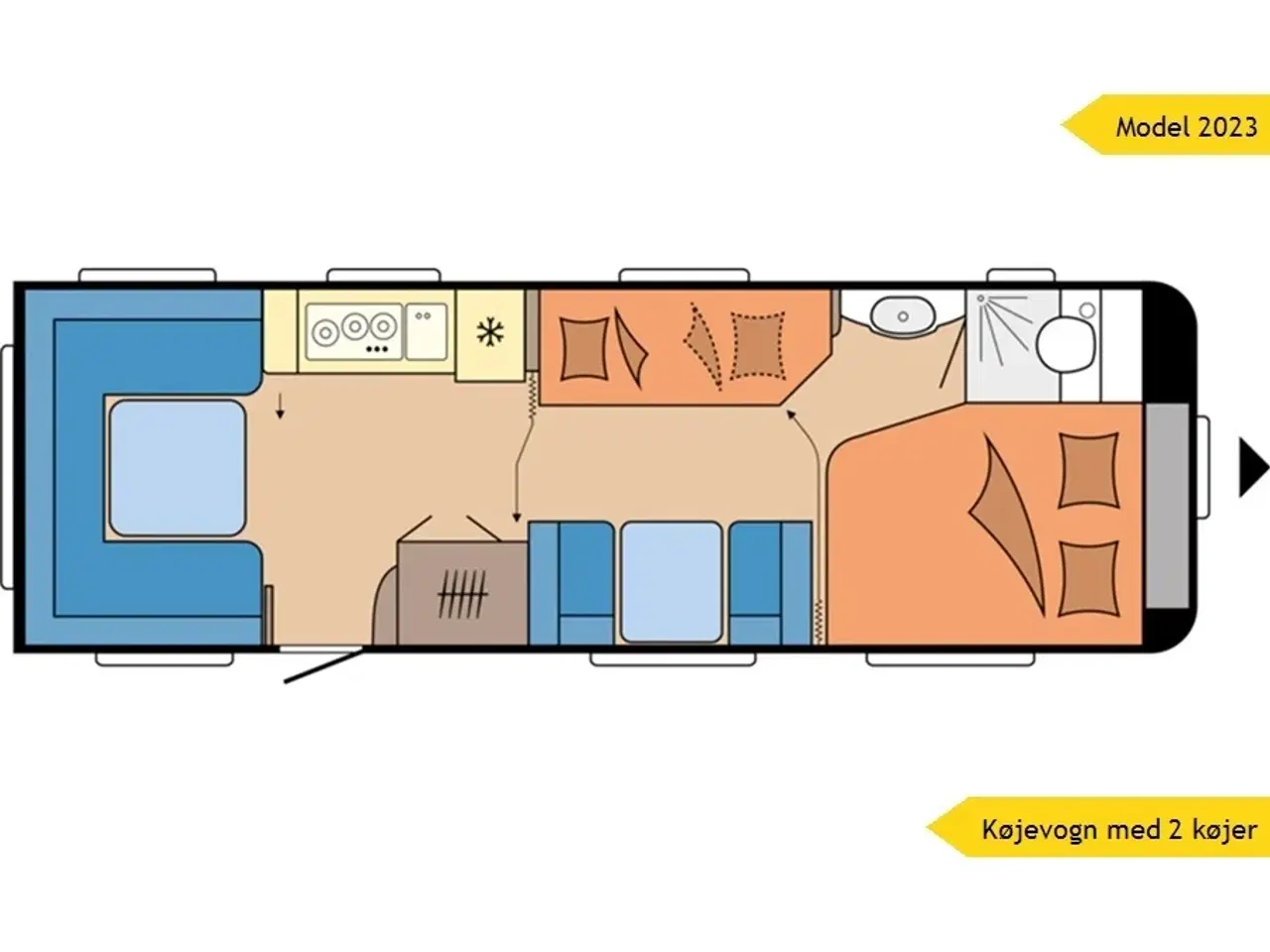 Billede 10 - 2023 - Hobby Prestige 720 UKFe   Hobby 720 UKFe med køjer og fransk dobbeltseng fra Hinshøj Caravan