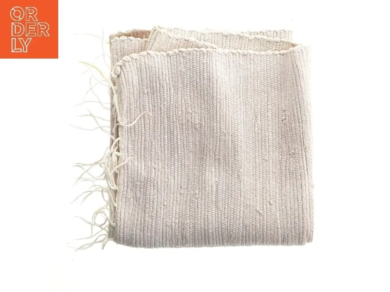 Billede 1 - Kludetæppe med frynser (str. 72x132 cm)