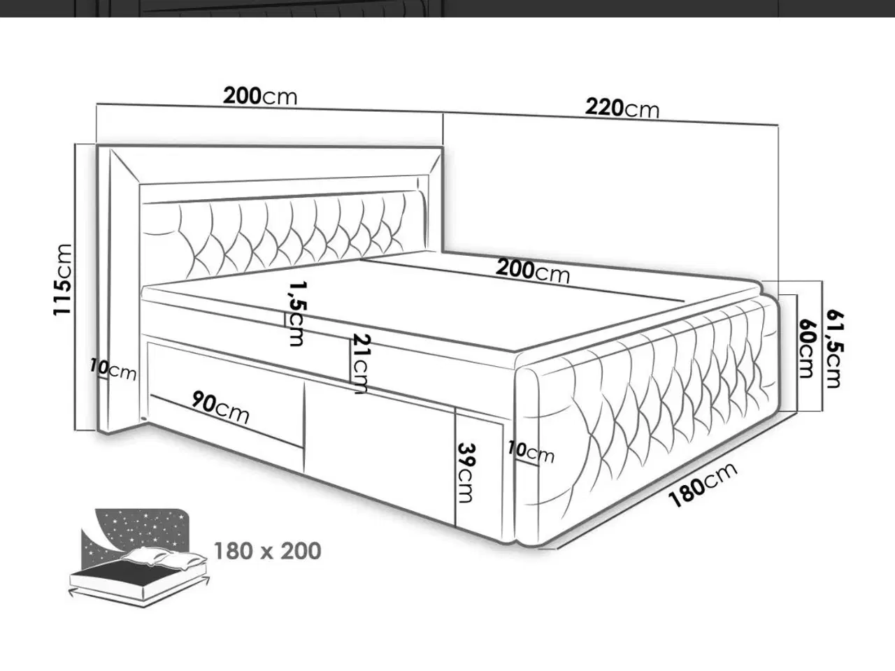 Billede 9 - Kontinentalseng 180x200 – Opgraderet madras 🛏️