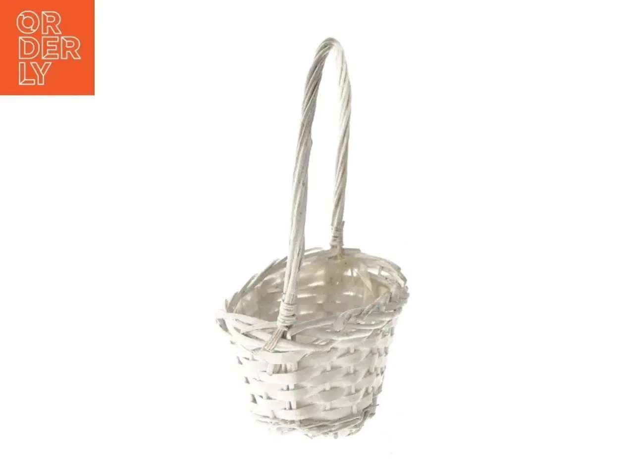 Billede 3 - Hvid fletkurv med hank (str. 25 cm)