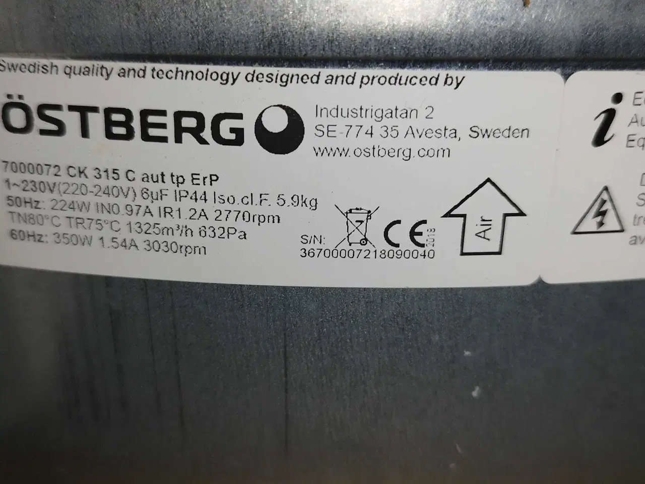 Billede 3 - Østberg kanal ventilator ø 315