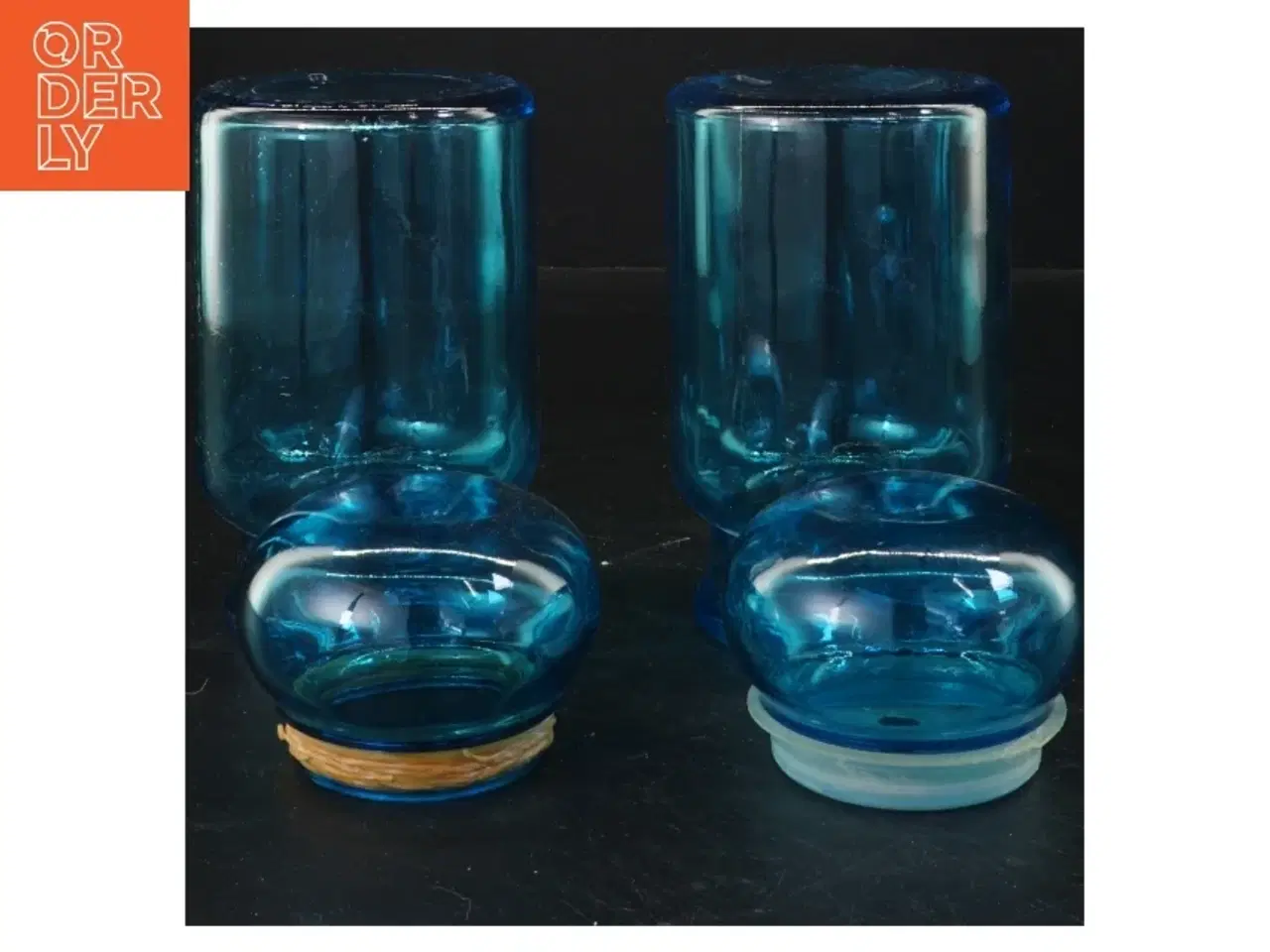 Billede 2 - Blå glaskrukker med låg (str. 17,5 cm)