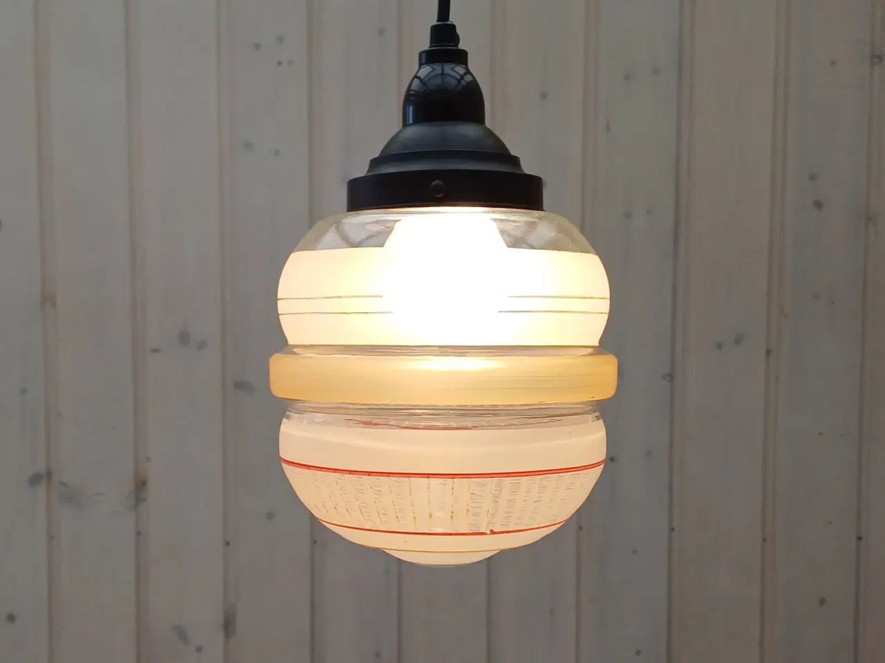 Billede 2 - Vintage/Retro loftlampe med glasskærm og bakelit