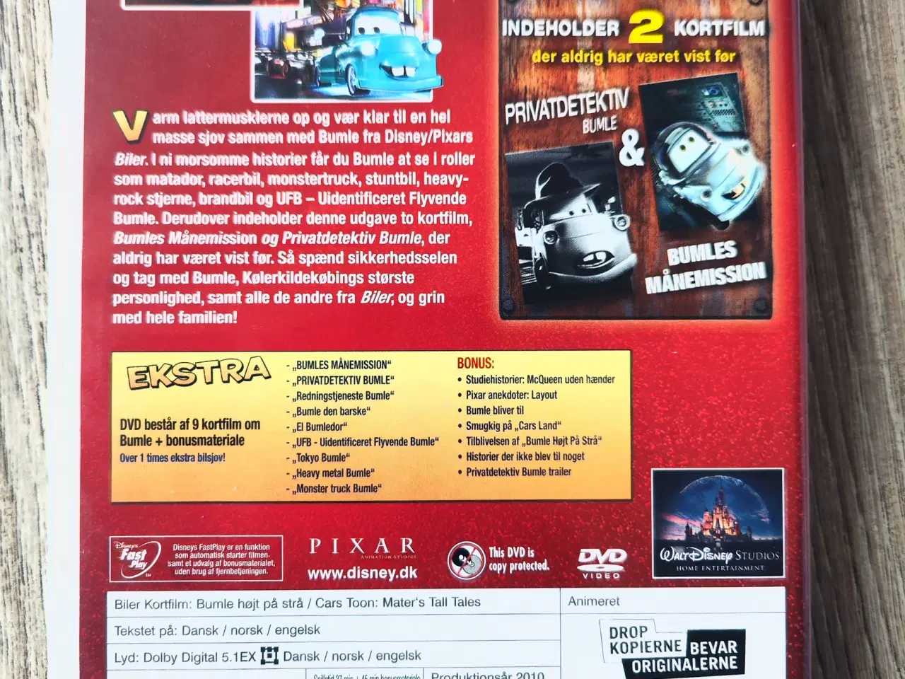 Billede 2 - DVD Disney Biler Bumle højt på strå 
