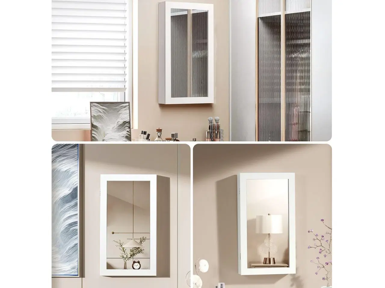 Billede 4 - Smykkeskab med spejl hvid, væghængt og låsbart