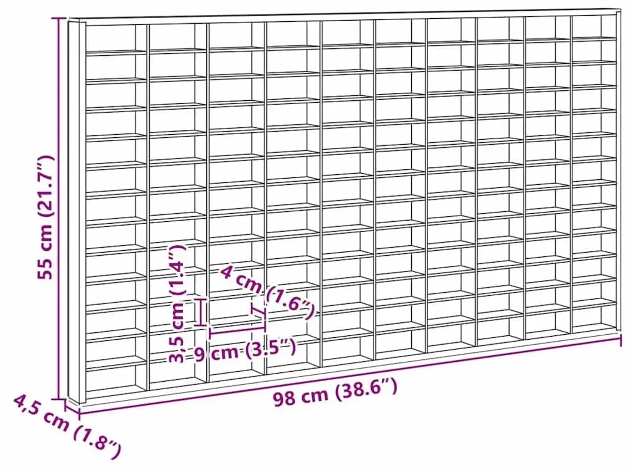 Billede 11 - Vægdisplaykasse med hylde Beige 98 x 4,5 x 55 cm Konstrueret træ
