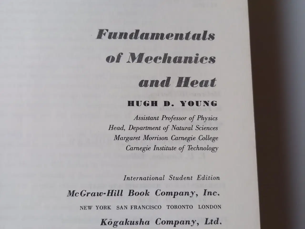 Billede 2 - Fundamentals of Mechanics and Heat af Young