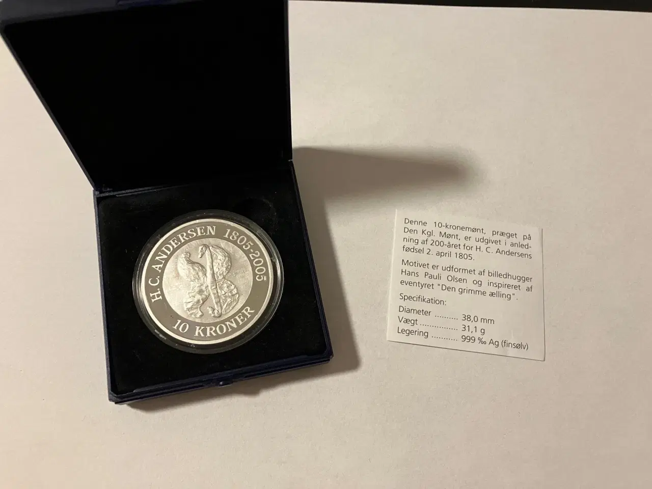 Billede 2 - 10 Kroner HC Andersen "Den Lille Havfrue" 1 oz Sølvmønt