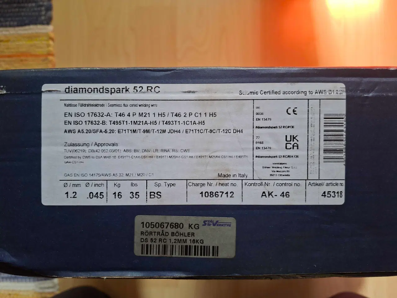 Billede 1 - Böhler Svejsetråd - Rørtråd 1,2 mm 16 kg