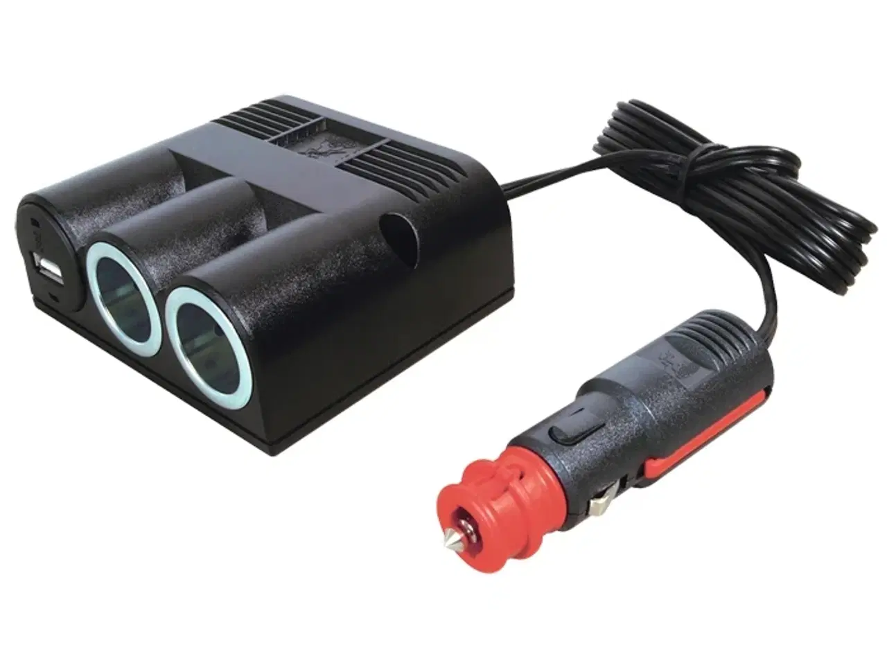 Billede 1 - Strømudtag 1->2+USB med ledning