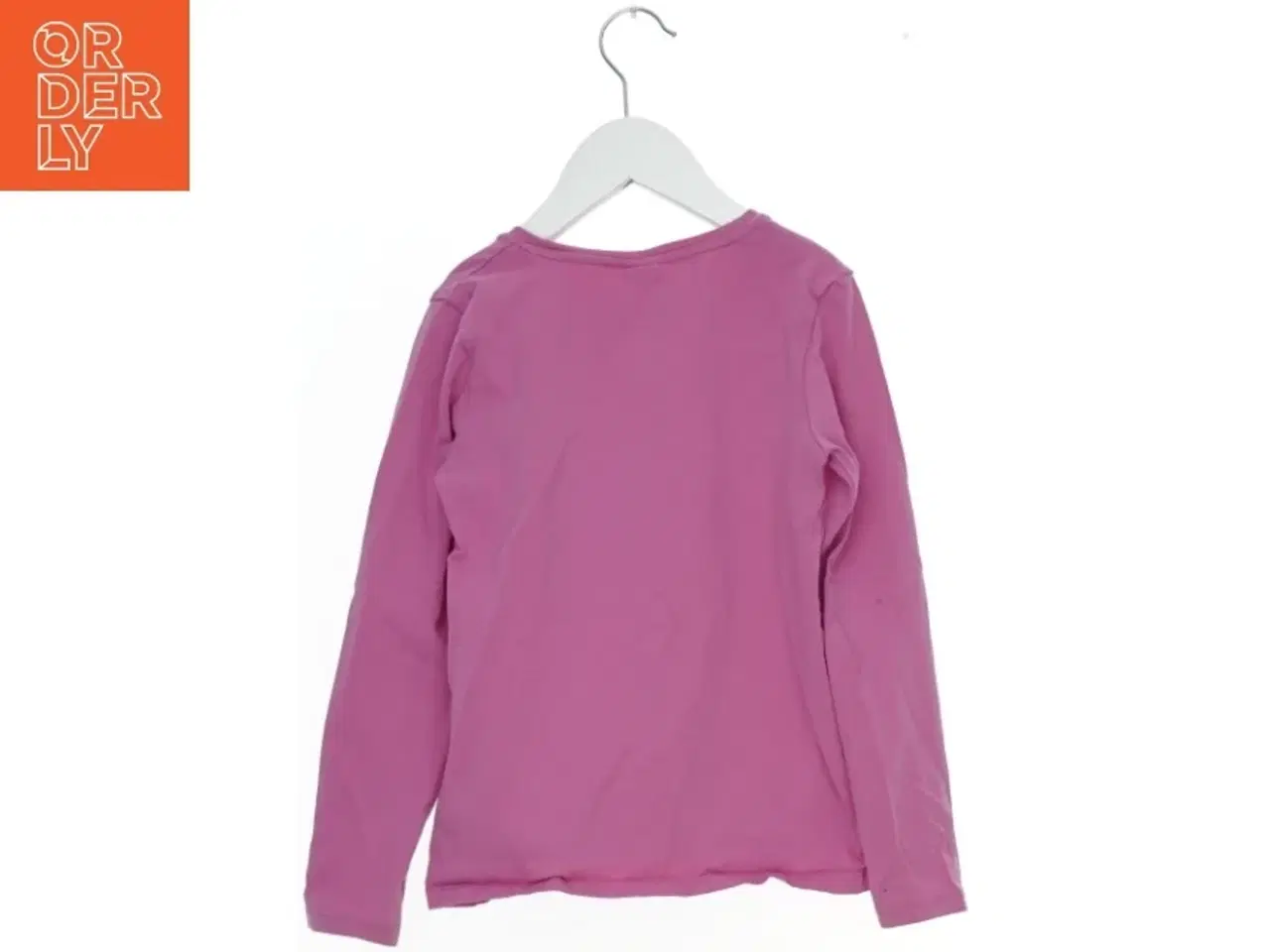 Billede 2 - Pink langærmet bluse med hjerteprint fra Lindex (str. 128)