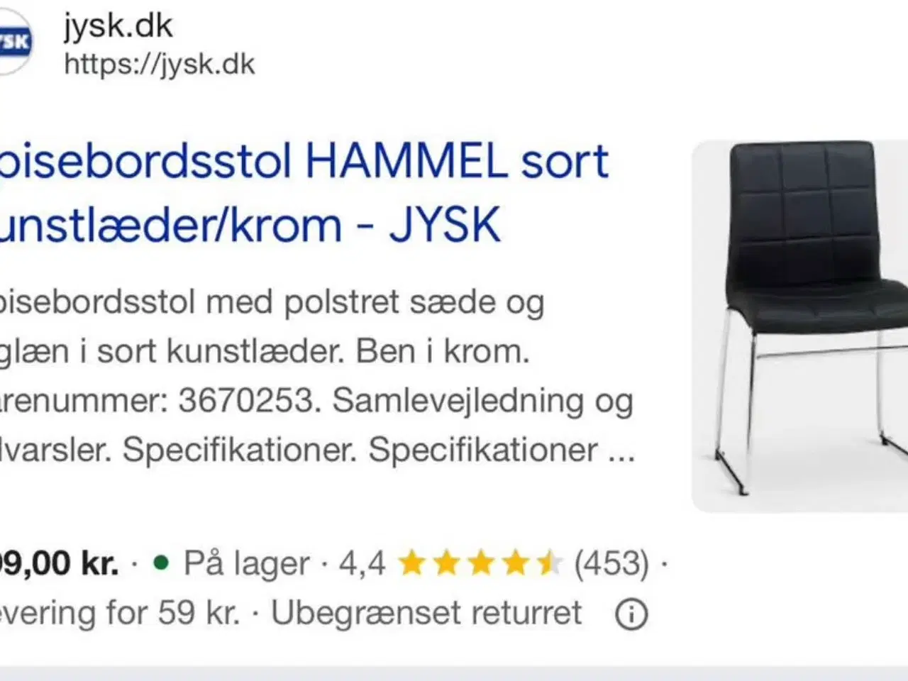 Billede 10 - Spisebord og 4 stole 