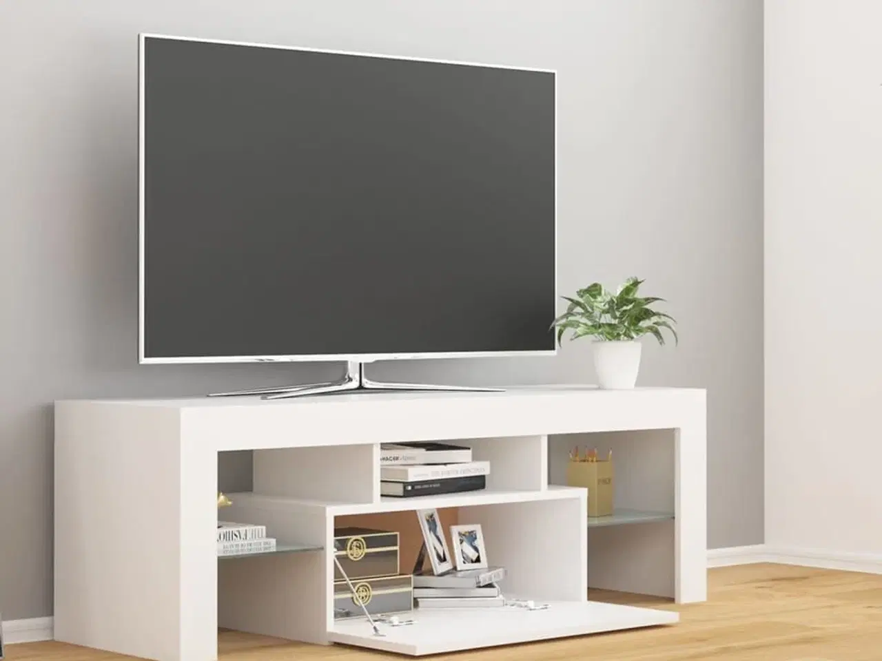 Billede 3 - Tv-skab med LED-lys 120x35x40 cm hvid