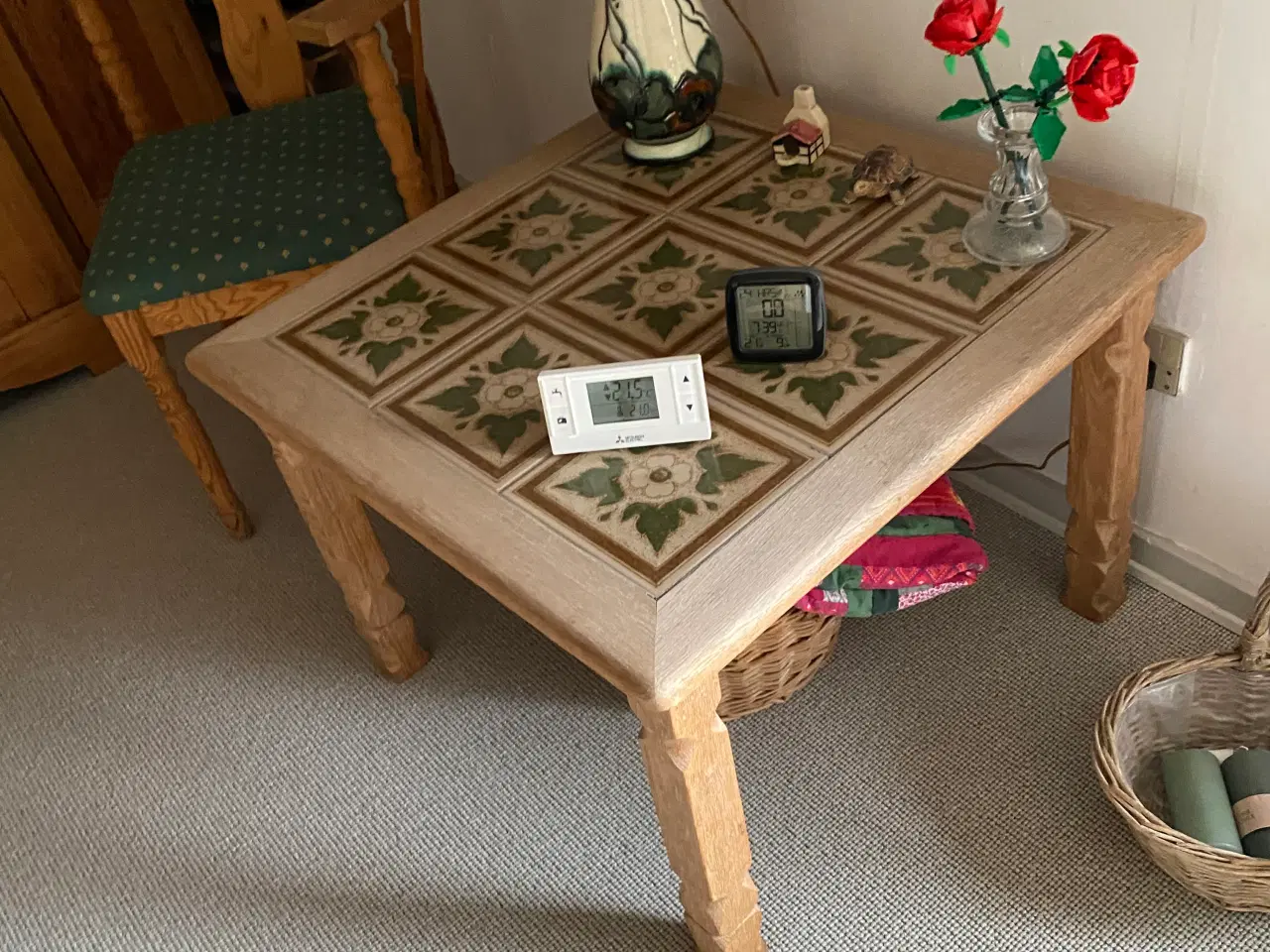 Billede 1 - Kakkel sofabord iegetræ