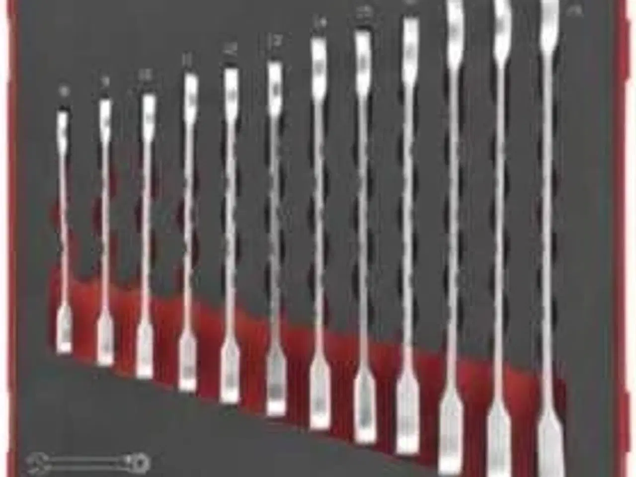 Billede 1 - Ringgaffelnøglesæt med skralde med 12 dele. Teng Tools TED6512RS