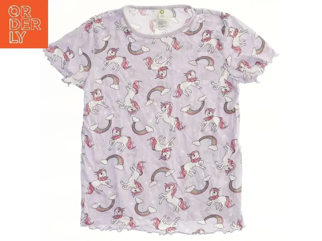 Billede 2 - T-shirt med enhjørninge og regnbueprint fra Lindex (str. 122)