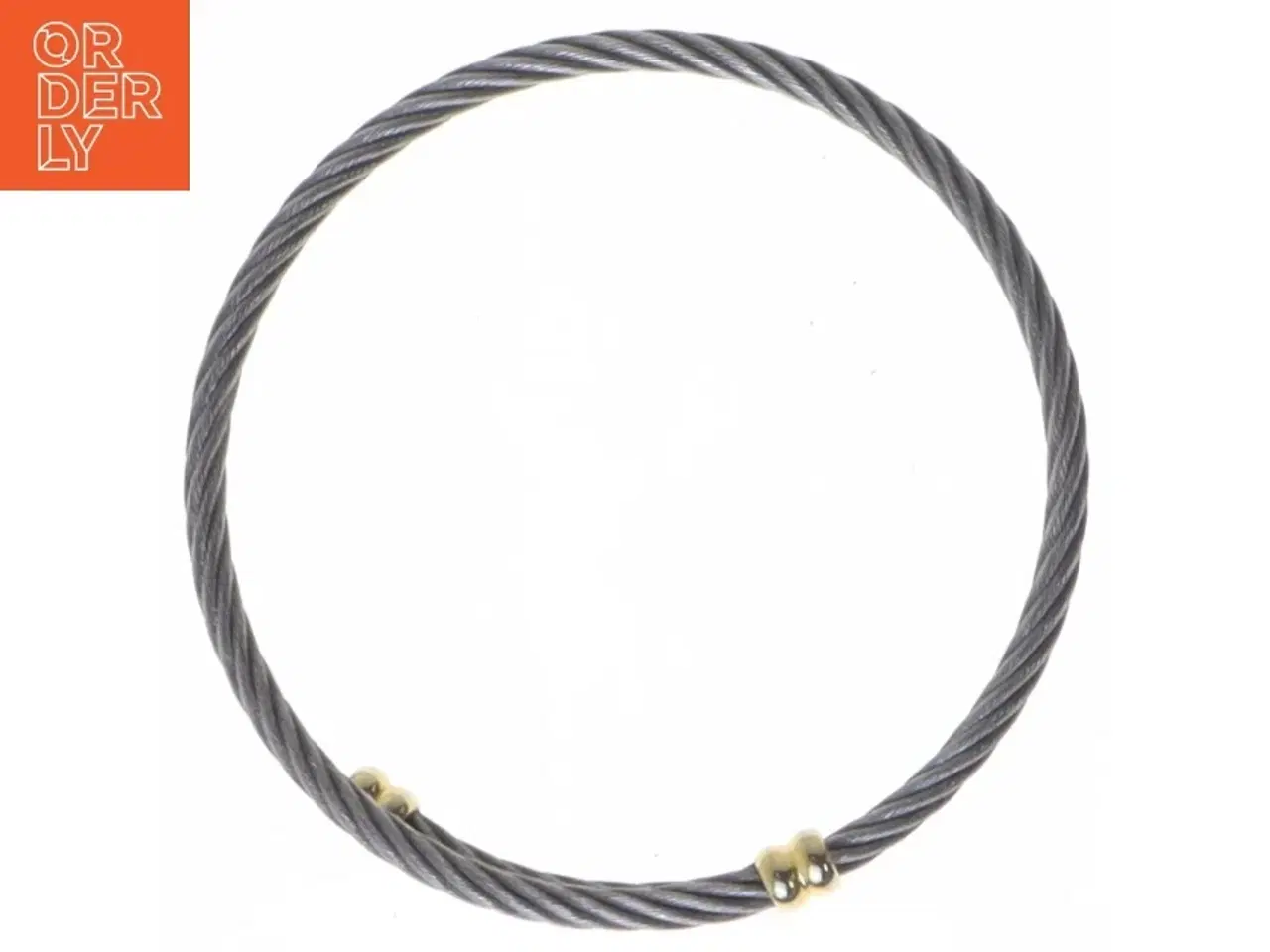 Billede 1 - Stålarmbånd med gulddetaljer (str. 6,5 cm)