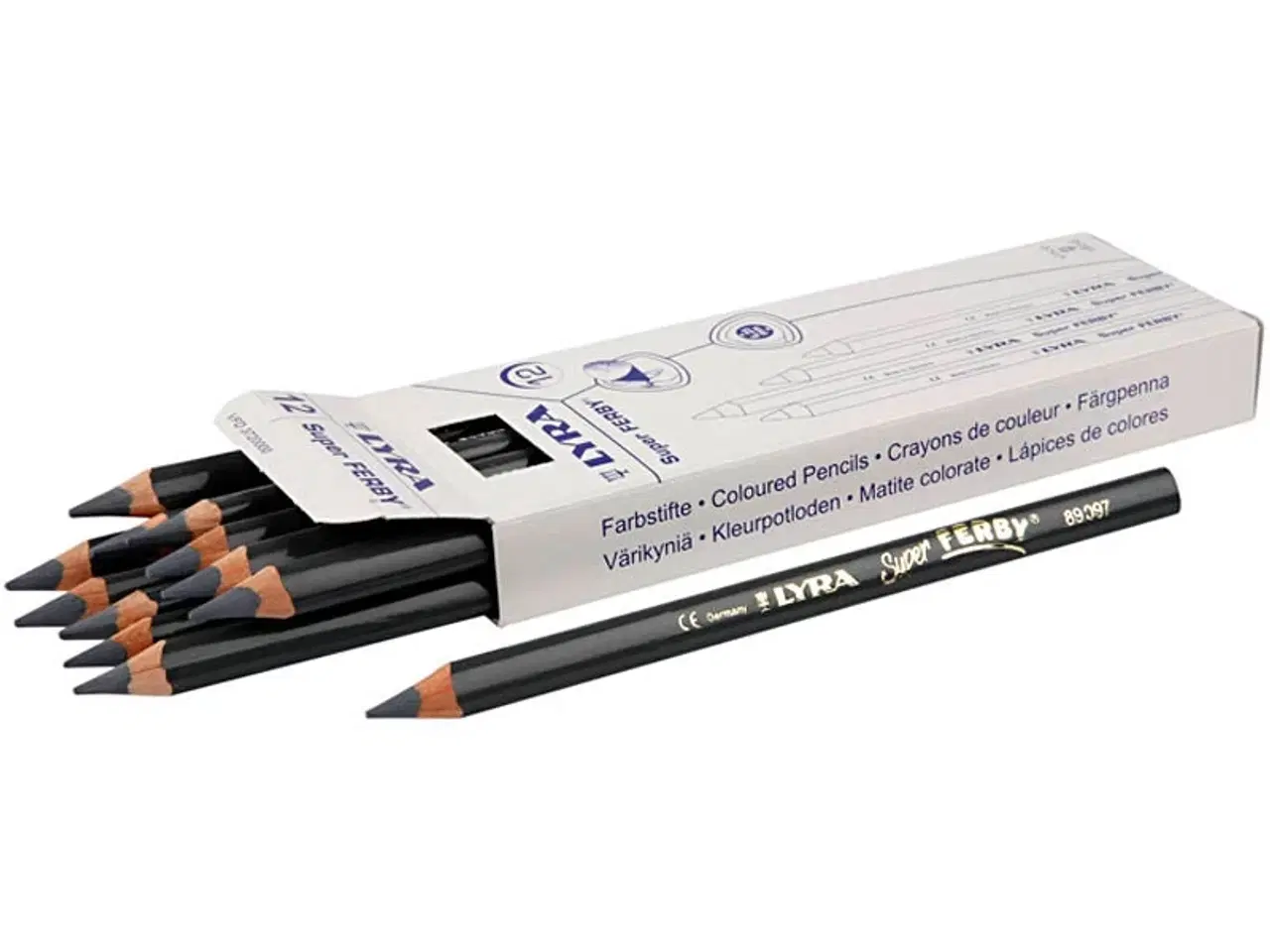 Billede 1 - Super Ferby 1 farveblyanter, L: 18 cm, mine 6,25 mm, grå, 12 stk./ 1 pk.