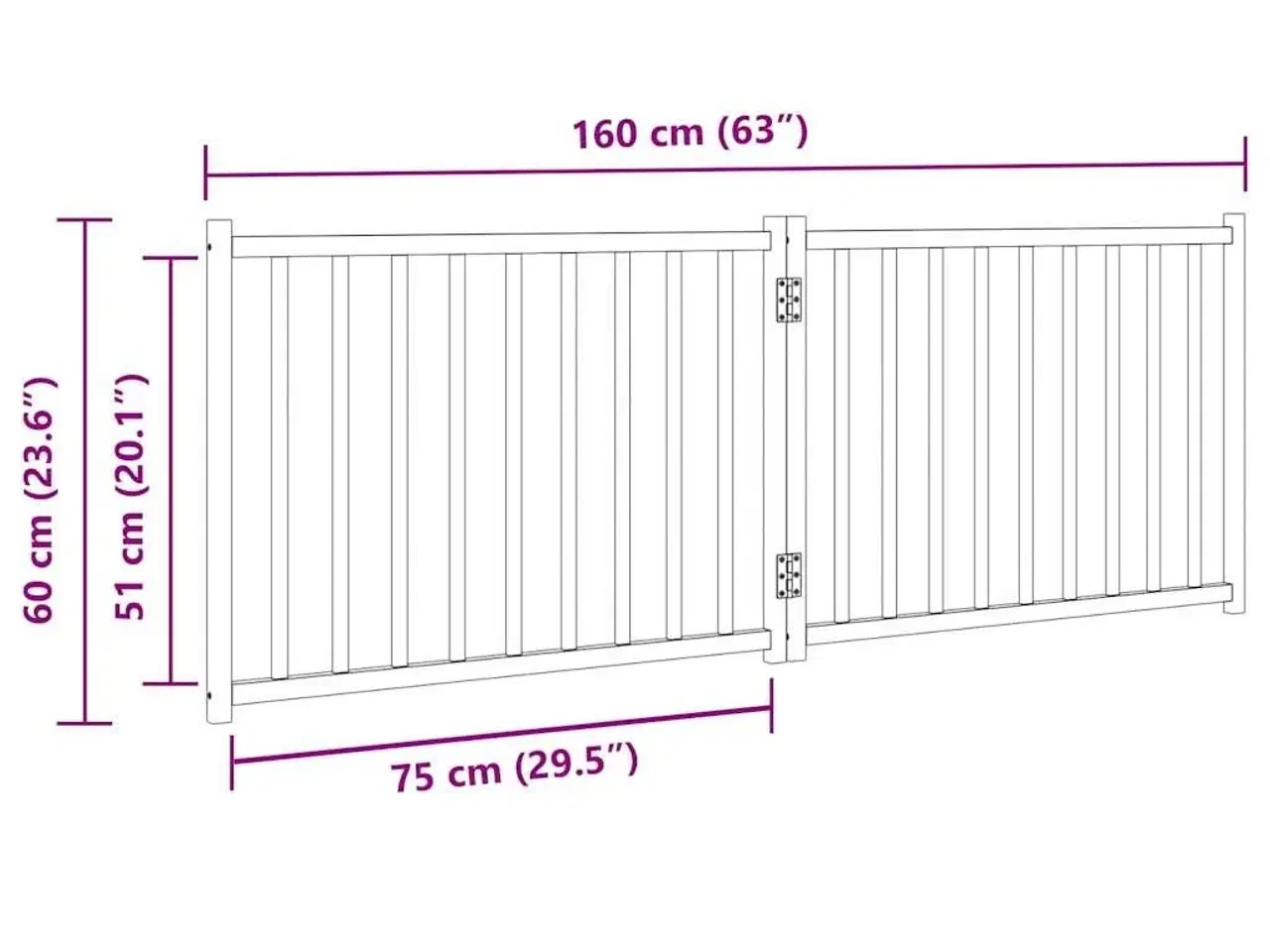 Billede 9 - Hundelåge 2 paneler 150 cm foldbar massivt gran hvid