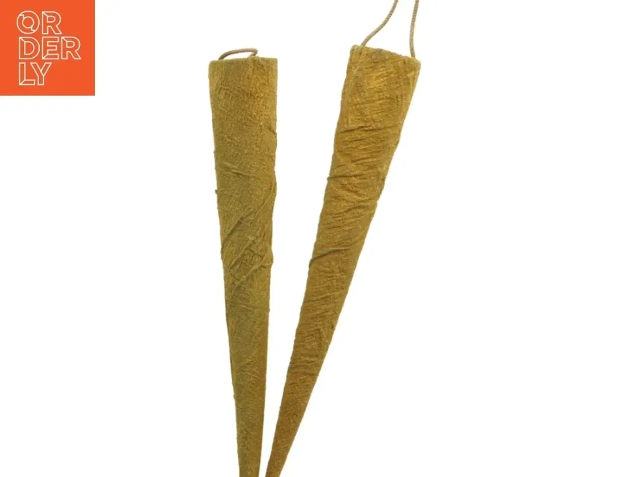 Billede 6 - 6 store, håndlavede kræmmerhuse med forgyldt stof (40 cm)