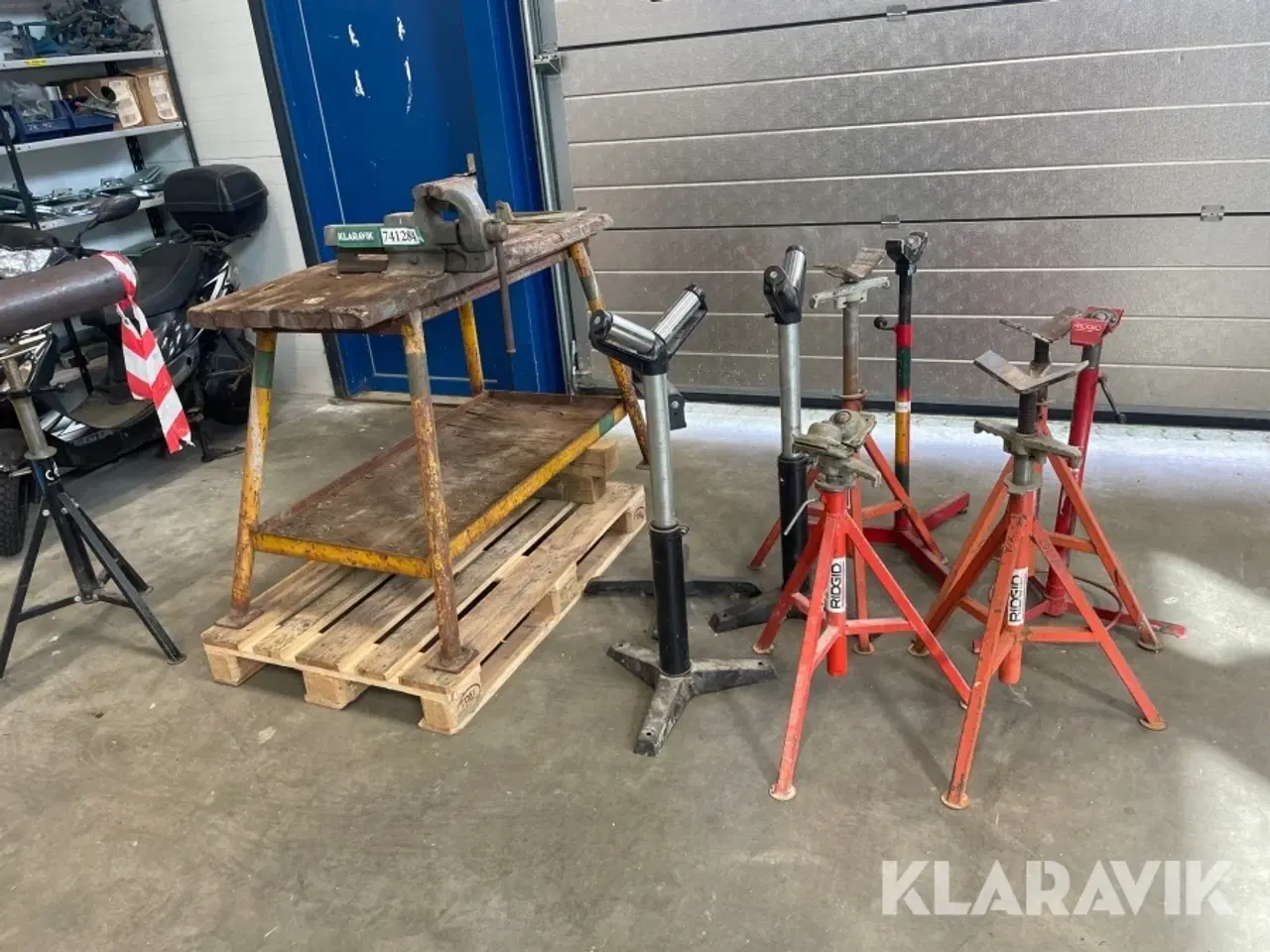 Billede 3 - Rørstøtter og arbejdsbord Ridgid vf-99 8 styk