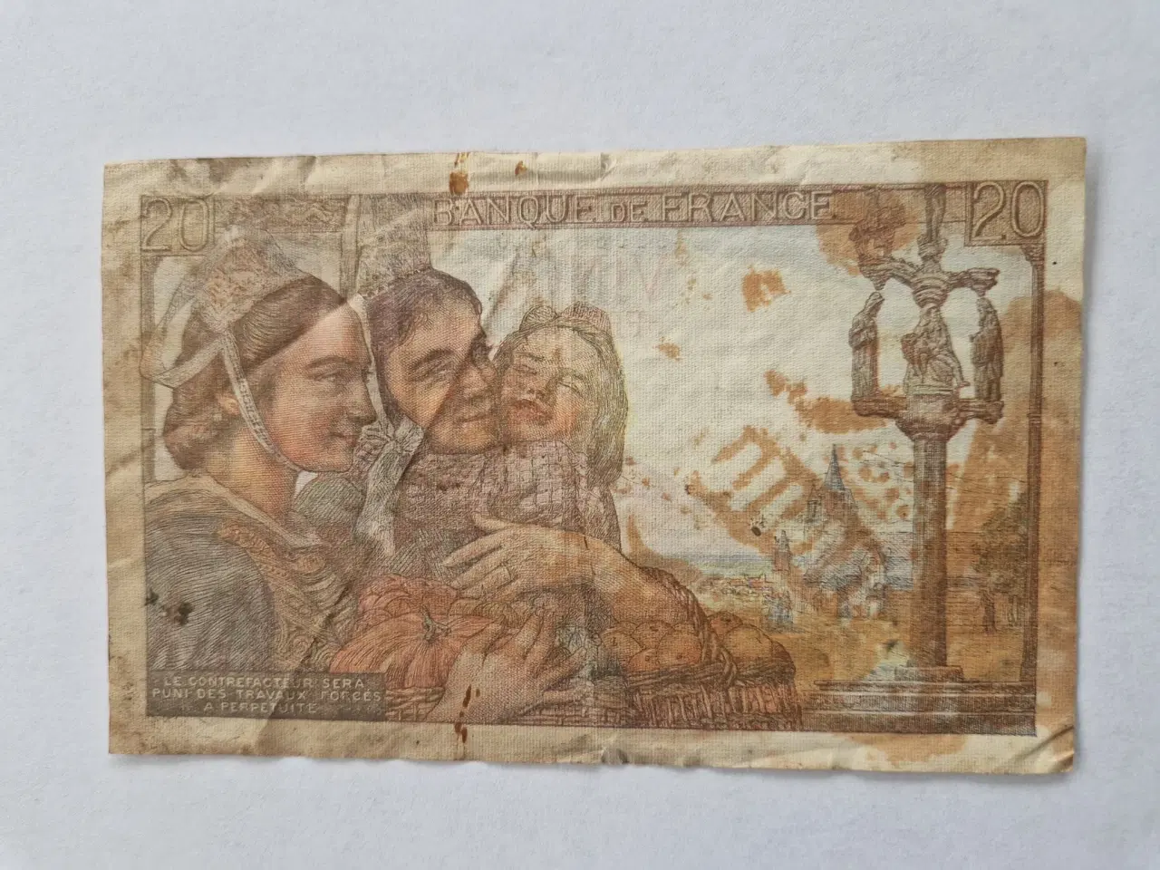 Billede 2 - 20 Francs 1949 France - Slidt