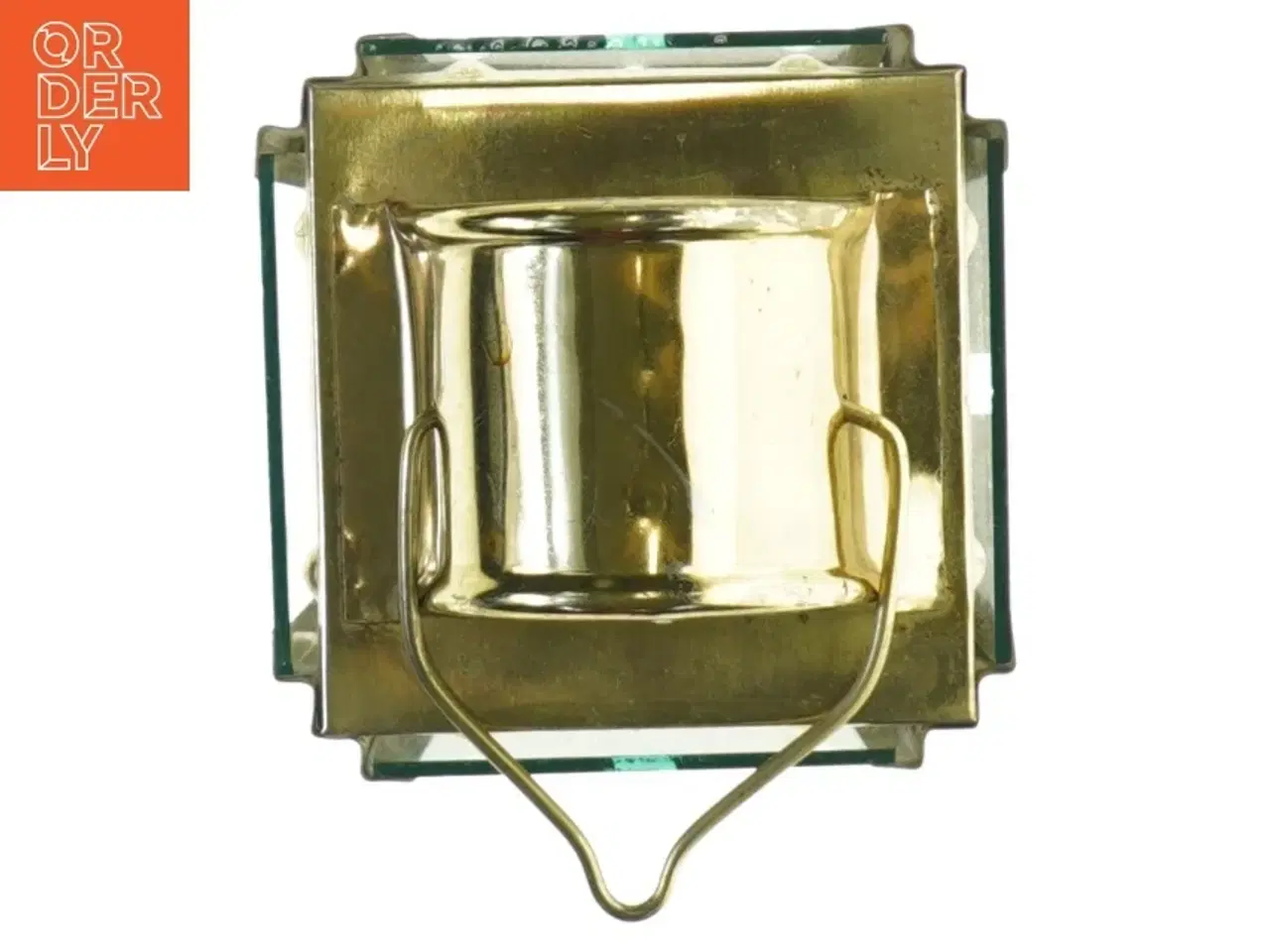 Billede 2 - Glas lanterne med messingramme (str. 14 x 9 cm)