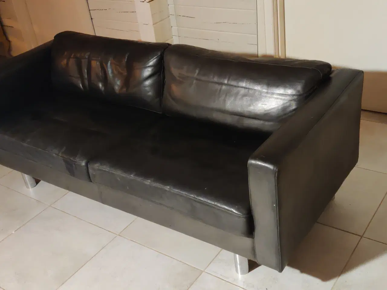 Billede 1 - Sofa sort læder 