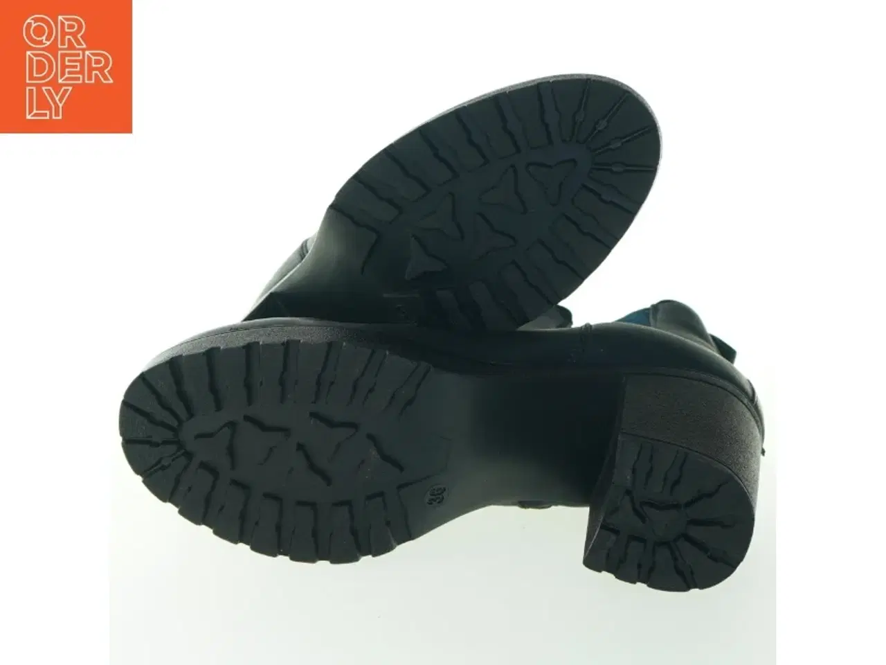 Billede 2 - Sorte læderstøvler med blokhæl – str. 36