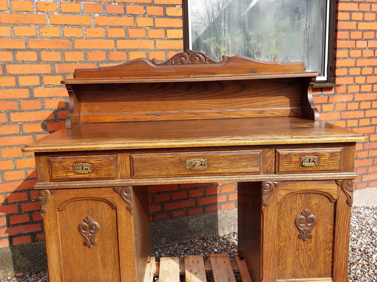 Billede 3 - Gl. Skrivebord blank egetræ