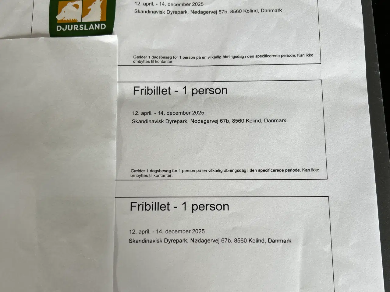 Billede 1 - Billet til Skandinavisk dyrepark