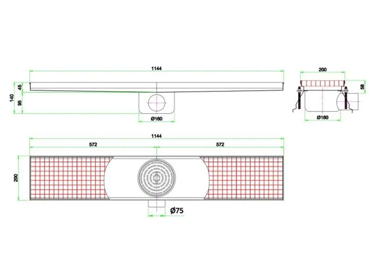 Billede 2 - Lang Gulvrende (114 cm) i AISI 304 Stål