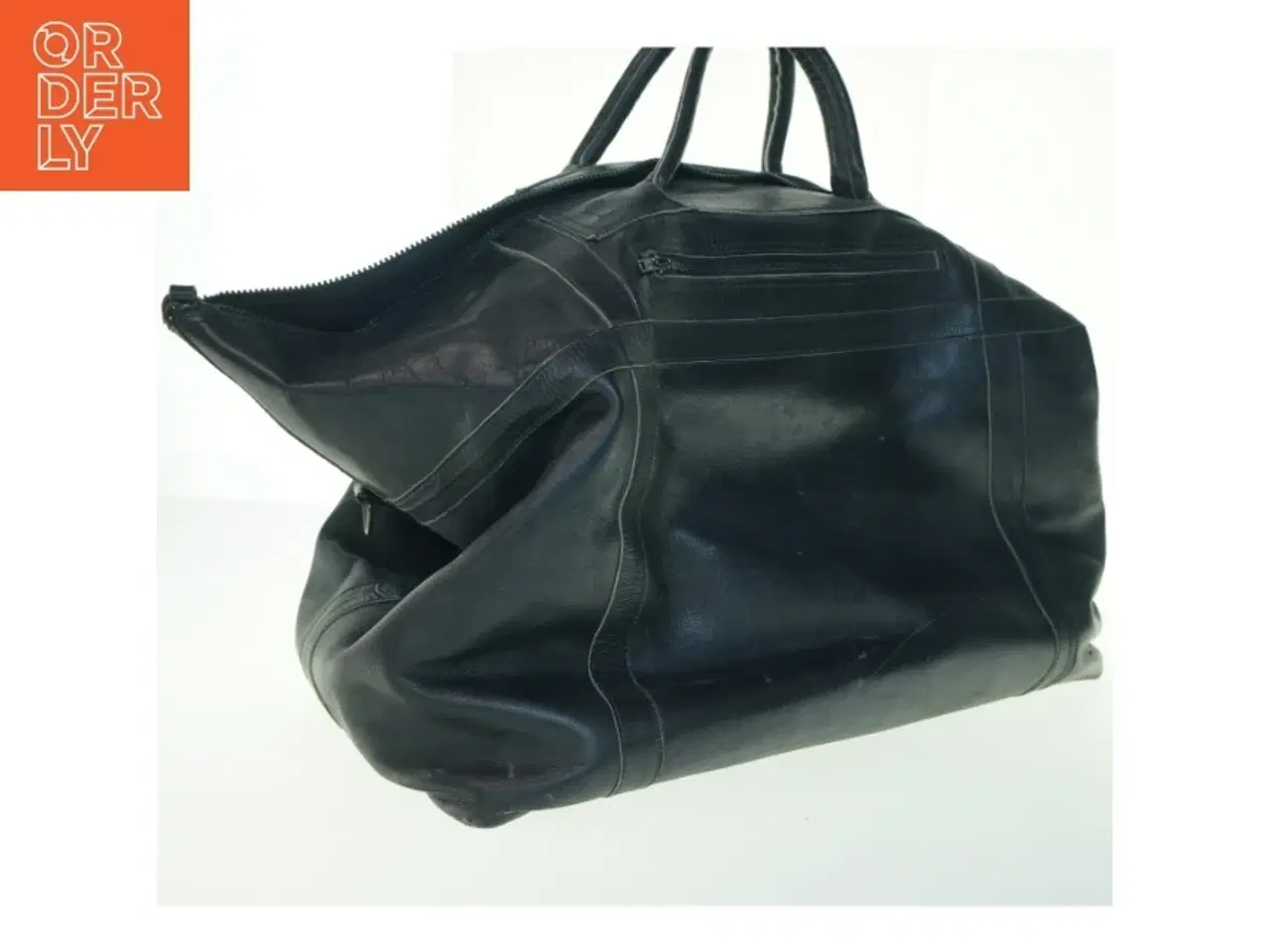 Billede 1 - Sort lædertaske (str. 56x40x36 cm)