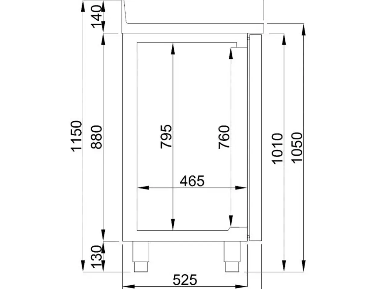 Billede 2 - Kølebord – med 3 døre - 158 x 60 x 105 cm