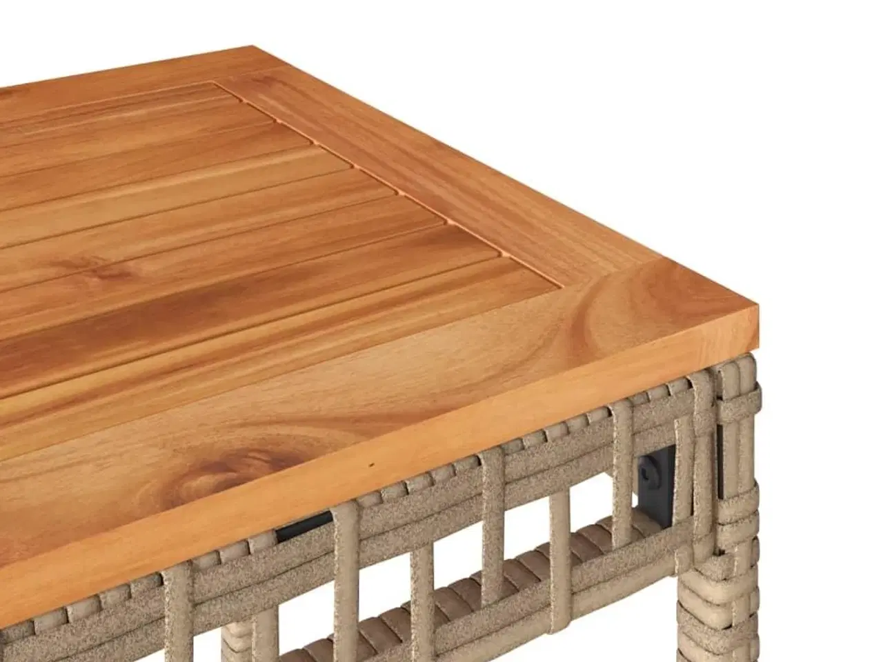 Billede 7 - Havebord 38x38x42 cm polyrattan og akacietræ beige