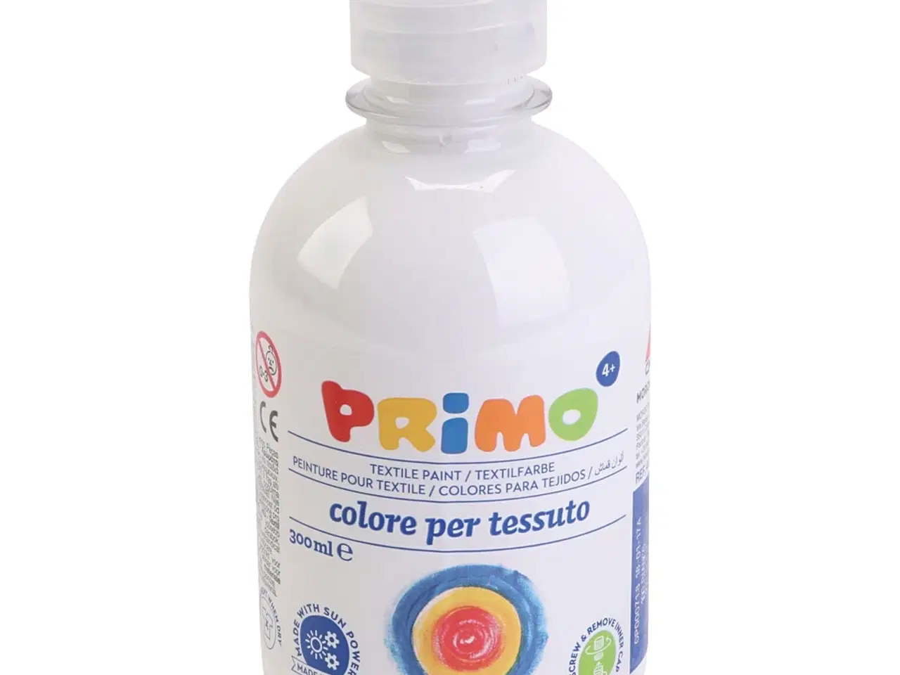 Billede 1 - PRIMO Hvid Tekstilmaling 300ml - Kreativ Leg for Børn