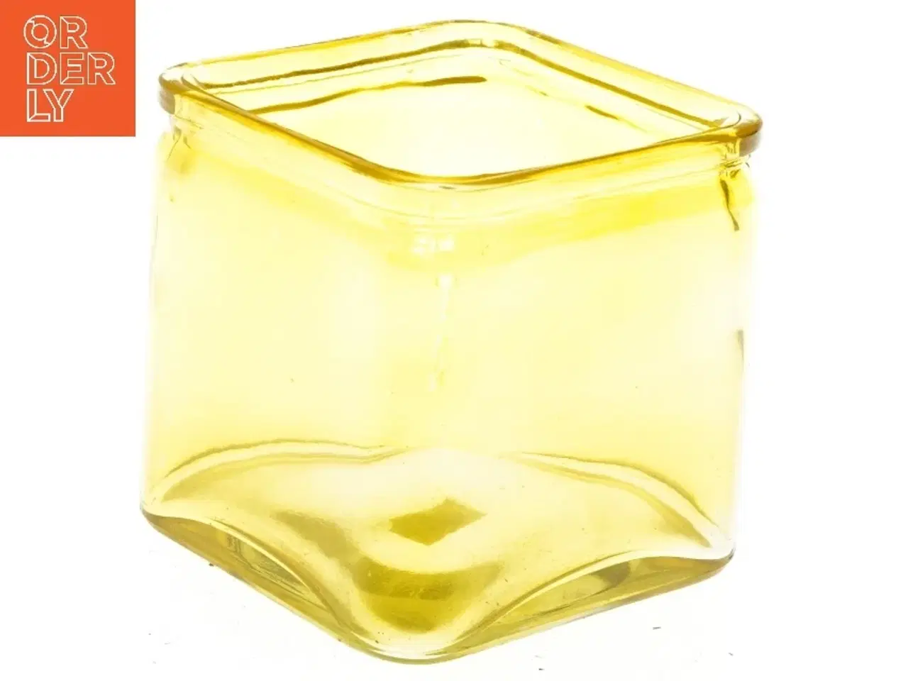 Billede 1 - Gul glasvase (str. 12x12x12 cm)