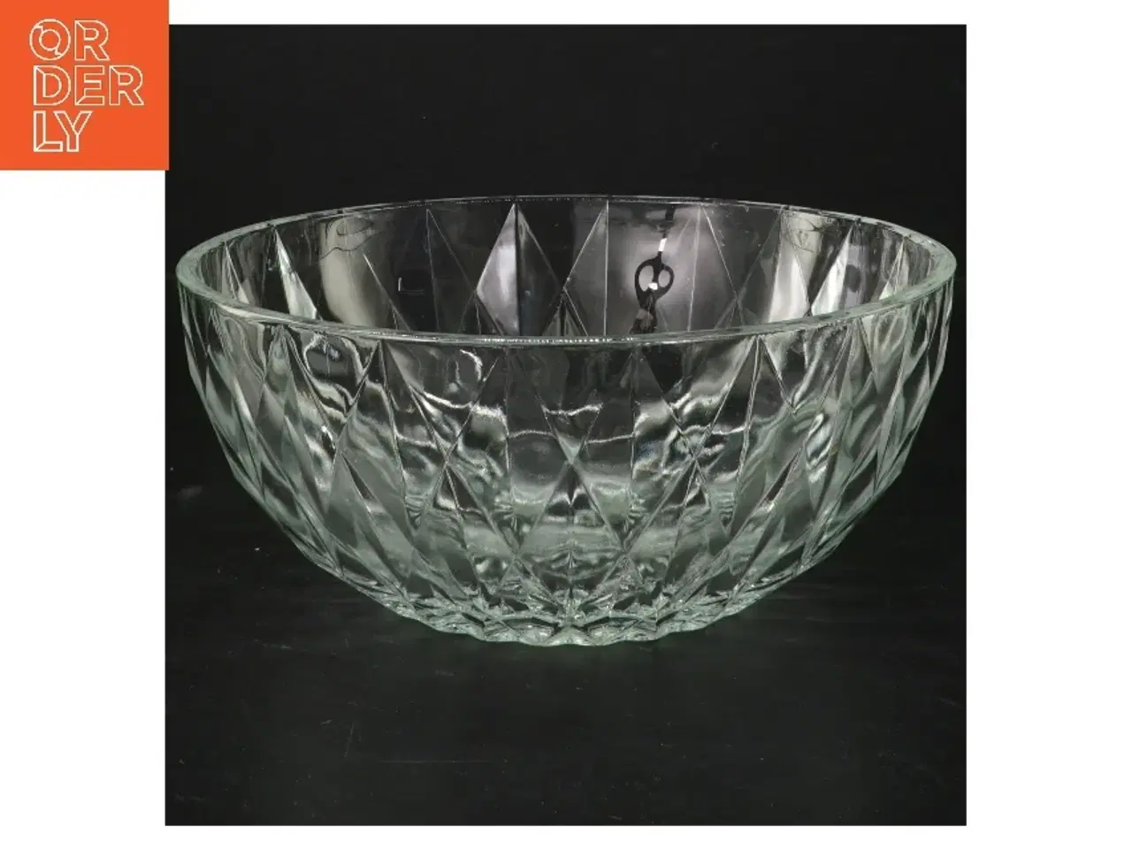 Billede 1 - Glas skål med diamantmønster (str. Ø 20 cm)