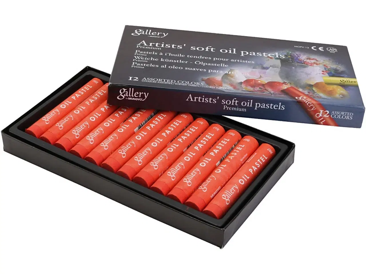 Billede 1 - Gallery Oliepastel, L: 7 cm, diam. 11 mm, tykkelse 11 mm, vermilion, 12stk./ 1 pk.