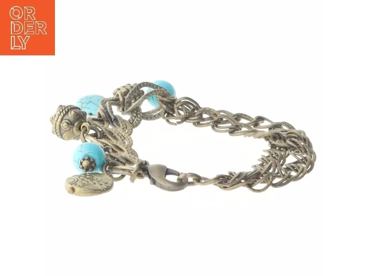 Billede 2 - Armbånd med tyrkis vedhæng (str. 19 cm)