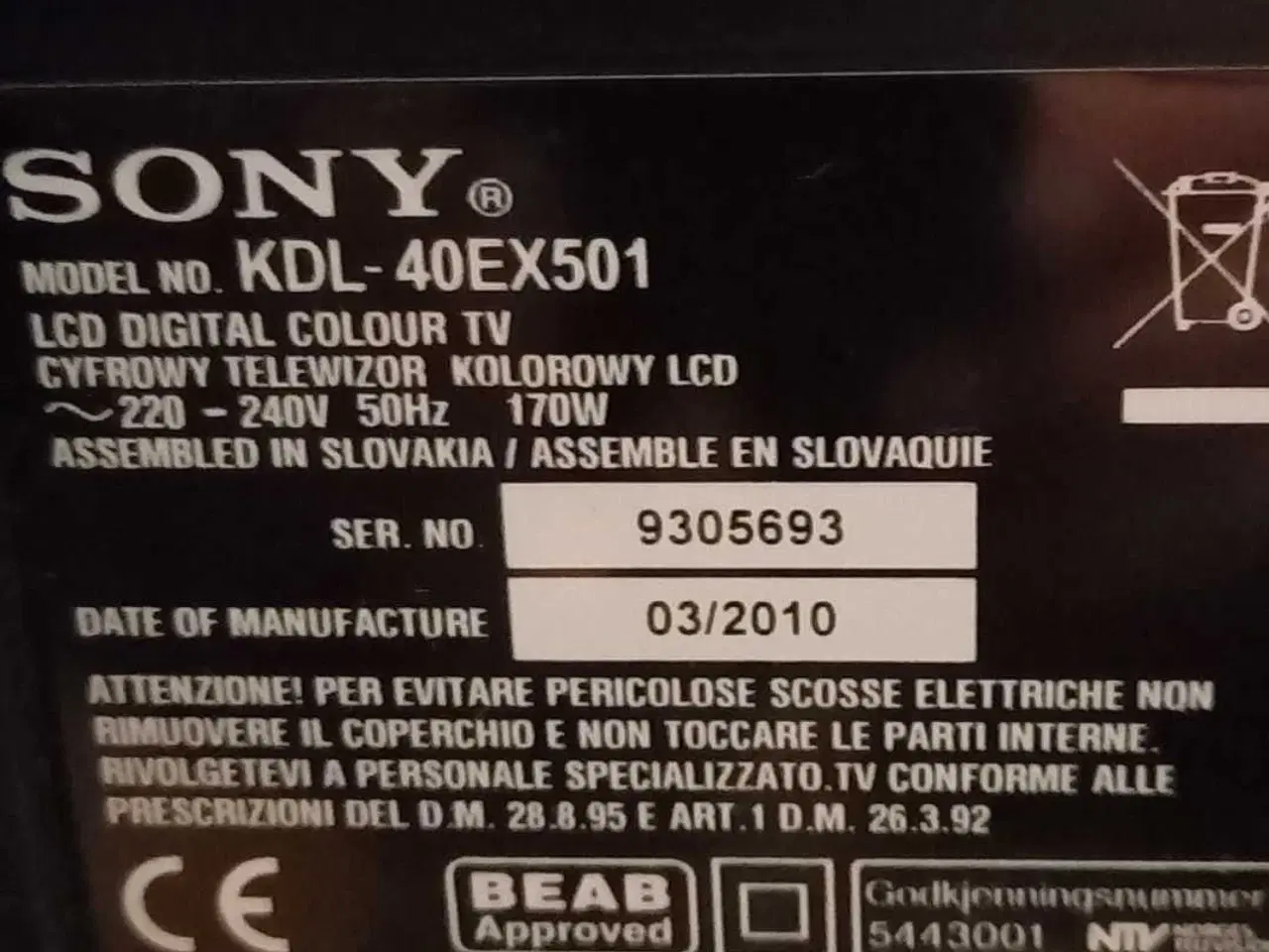 Billede 2 - SONY TV på fod