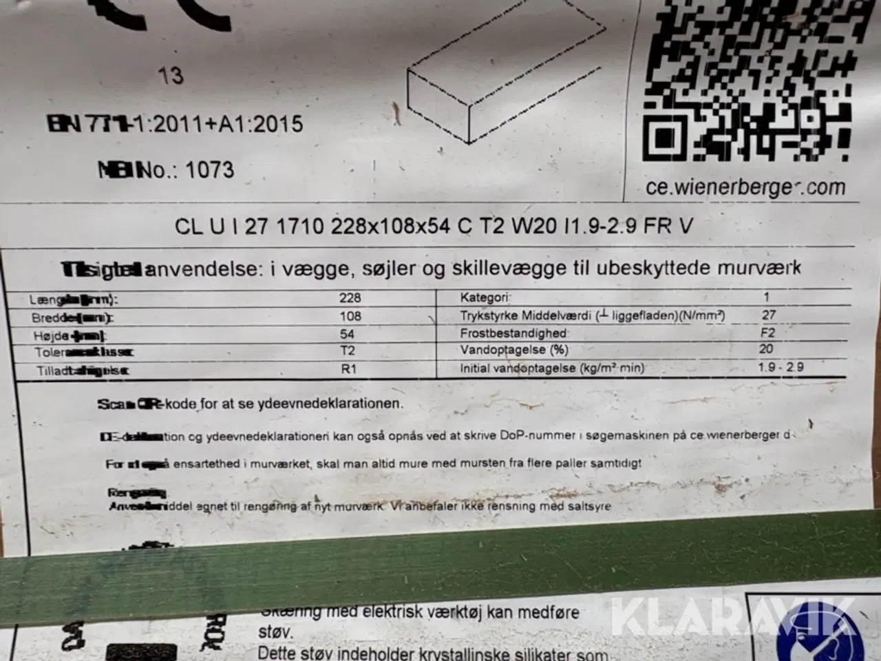 Billede 7 - Mursten Egernsund Savanne BS 2338A00M 25 paller - 8000 sten.