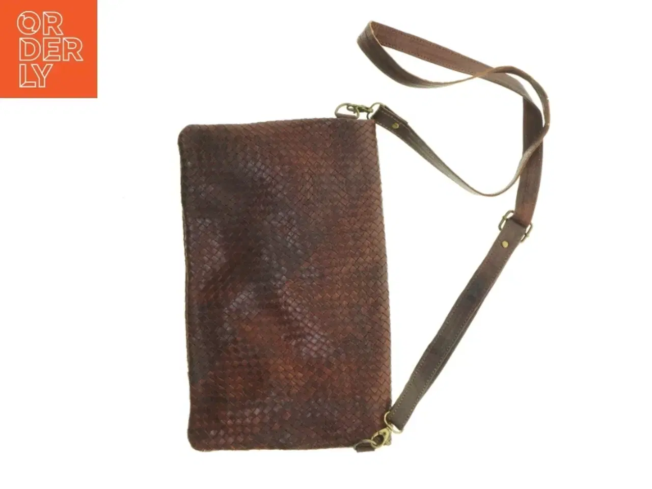 Billede 6 - Brun skind skuldertaske (str. 33 x 20 cm)