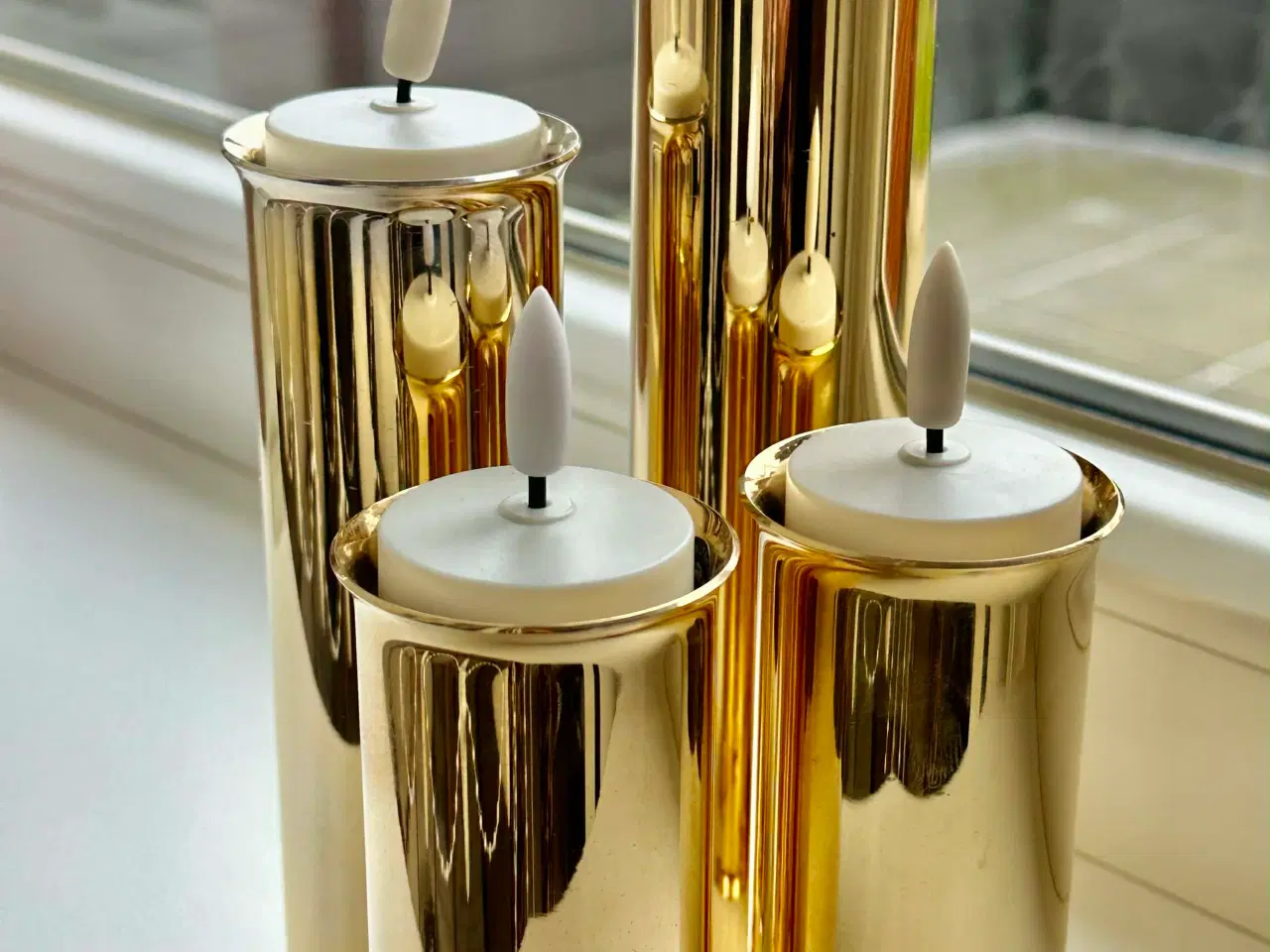 Billede 5 - Vintage Altecco lysestage sæt af forgyldt mesing.