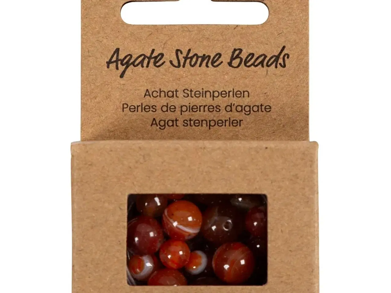 Billede 1 - Agat Stenperler Brændt Orange/Rød - 28 stk. Mix