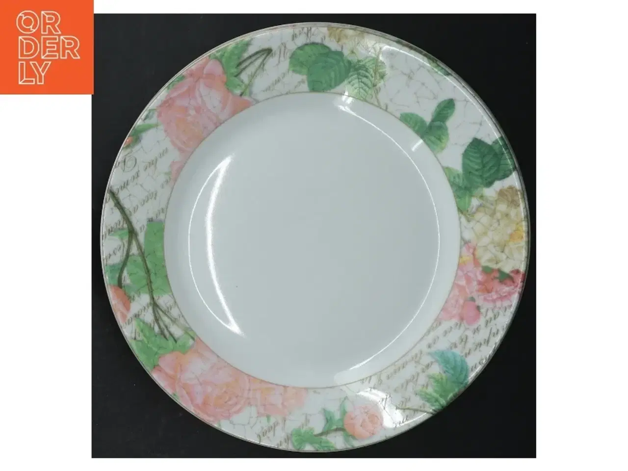 Billede 2 - 5 Porcelænstallerkener med blomstermotiv (str. 5 styk. ø. 23 cm)