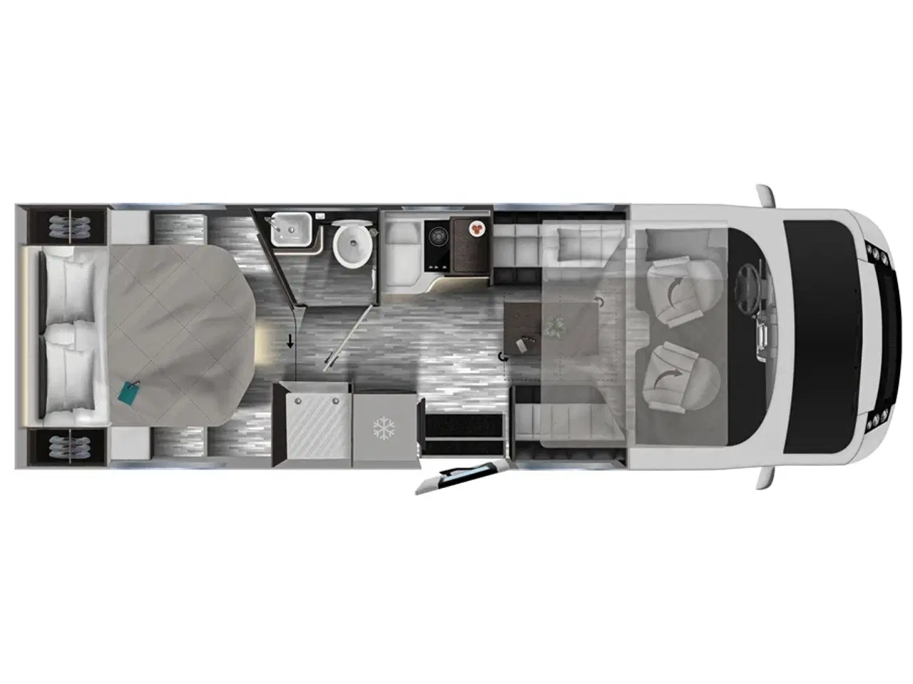 Billede 1 - 2025 - Mobilvetta K-Yacht   A-Class camper med centralseng over garagen og side-by-side siddegruppe