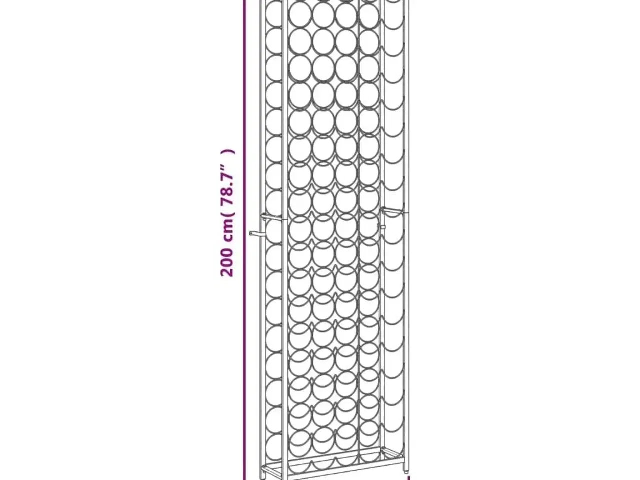 Billede 7 - Vinreol til 95 flasker 54x18x200 cm smedejern sort